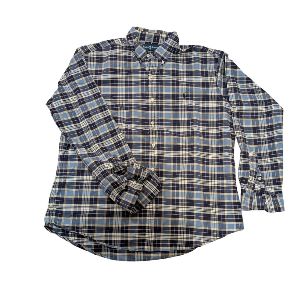 Polo Ralph Lauren Shirt Mens XL Blue Plaid The Big‎ Button Down Classic Preppy
